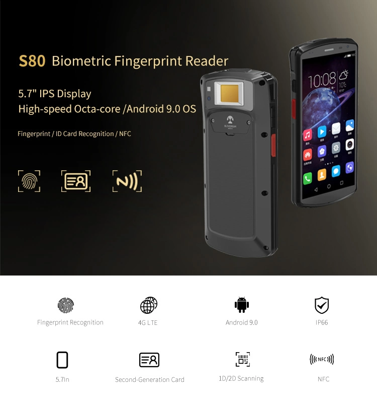 Handheld Industrial PDA Barcode Scanner Android with Fingerprint Reader