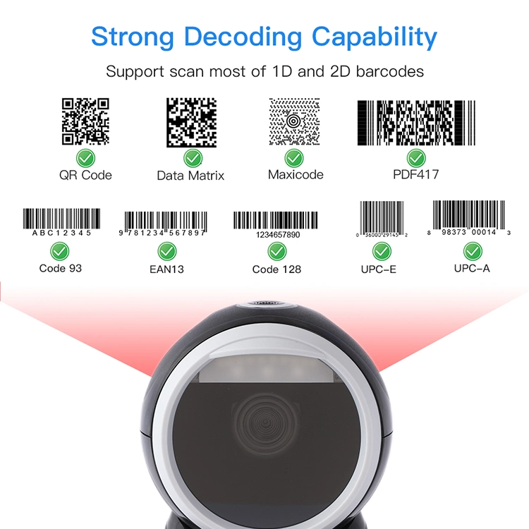 a-80 2D Barcode Scanner Desktop Omnidirectional for Supermarket Retail Qr Code Payment Scanning Platform