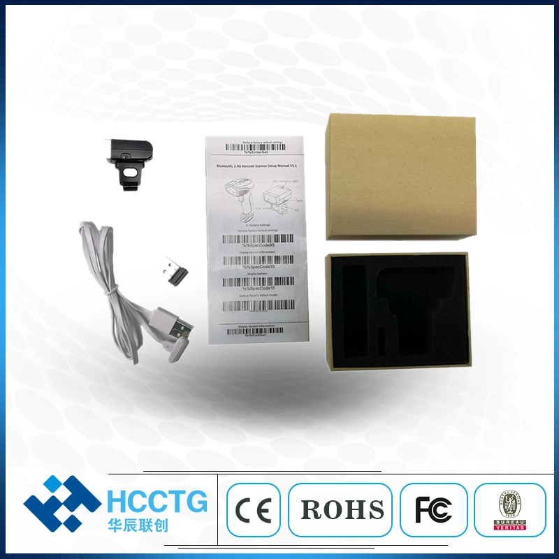 1d2d Qr 3-in-1 Bar Code Blue Tooth 2.4GHz USB Portable Scanner Ring Finger Mini Barcode Reader HS-S03