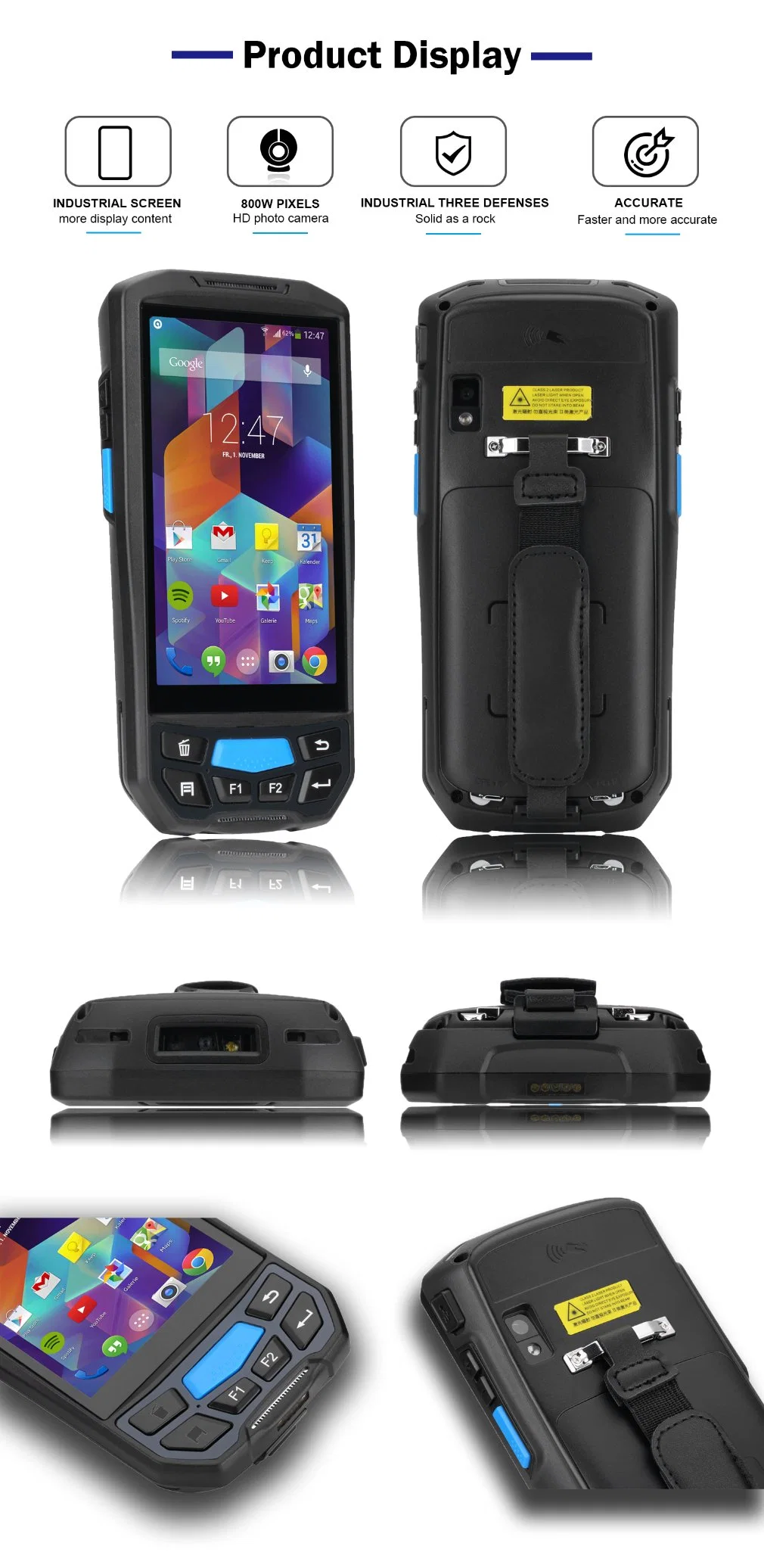 Bluetooth Android Handheld PDA Barcode Scanner with UHF NFC Reader