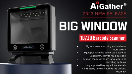 Aigather New Desktop 2D Barcode Scanner with Big Window